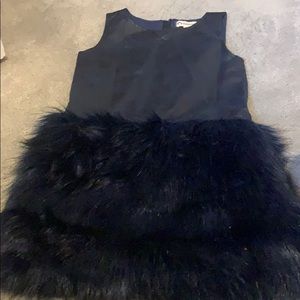 Navy pleather and faux fur dress!